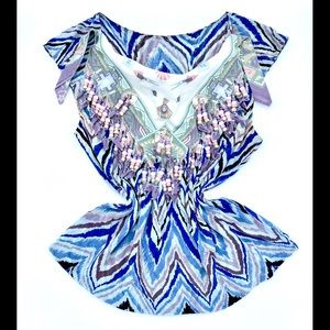 Festive Bandanna & Pony Bead Blouse Sz = Sm